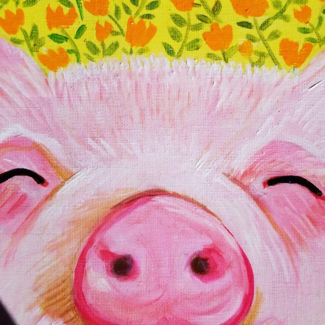 油絵　専用　すっごく笑ってる子ぶた