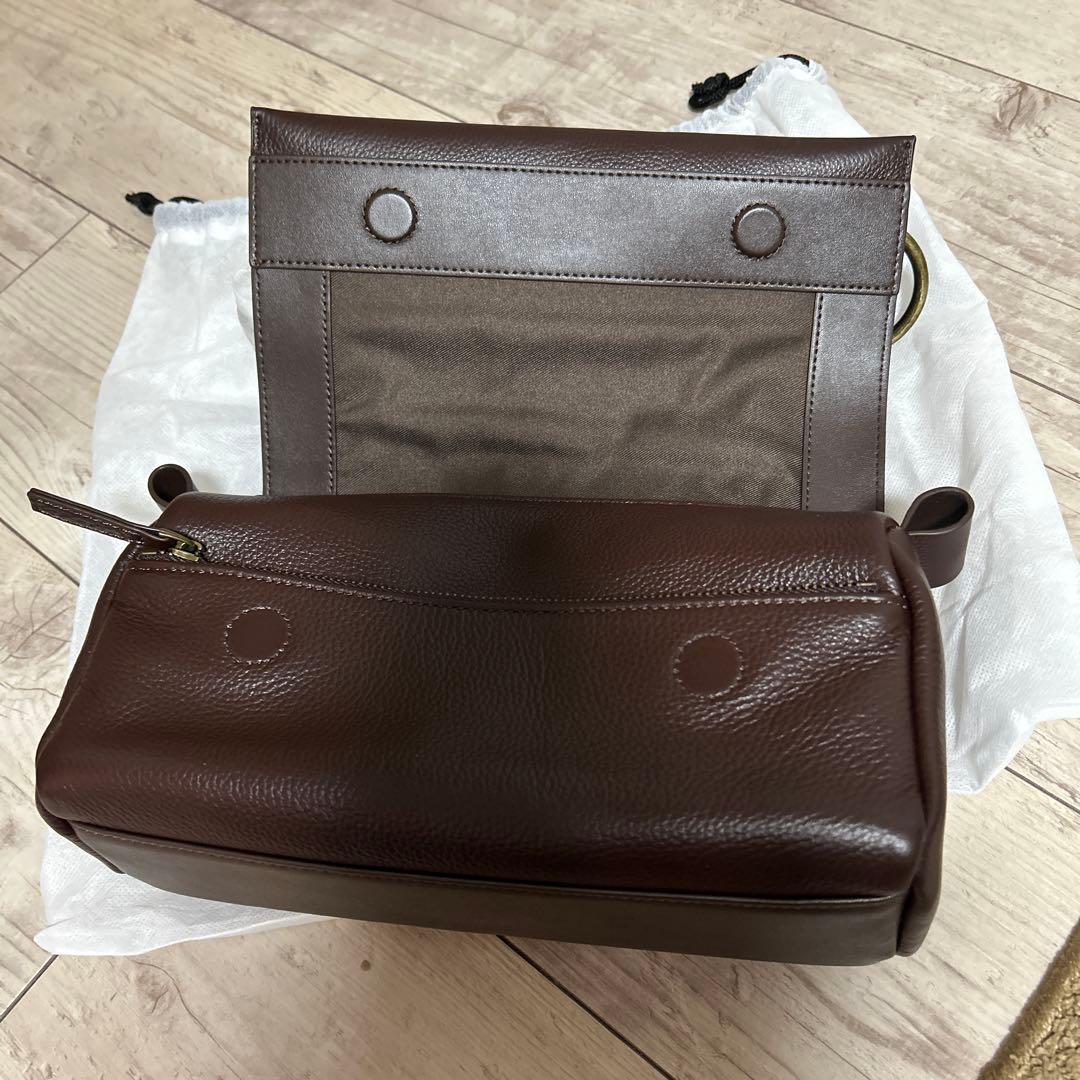 BEARDSLEY ブラウン レザー ショルダーバッグ