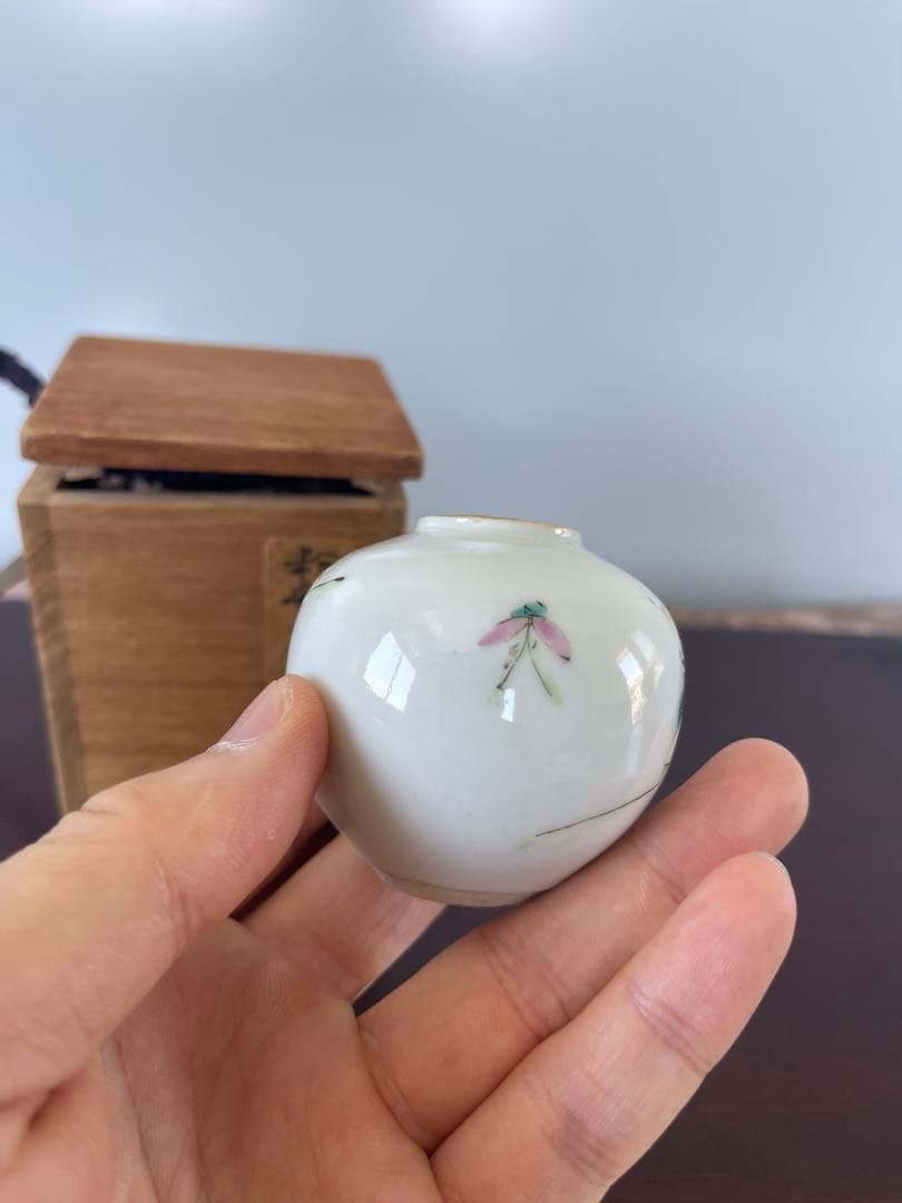 希少美品　粉彩茶入　中国清時代