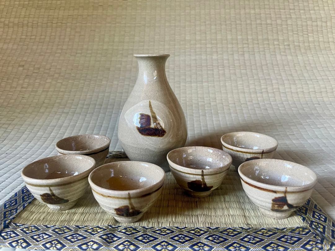 濱田晋作　鉄絵酒器セット