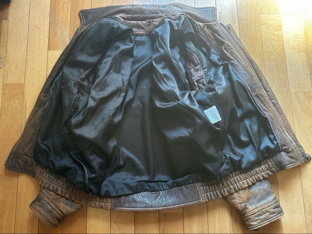 ブラウンレザー ボア付きG1？ジャケットLL