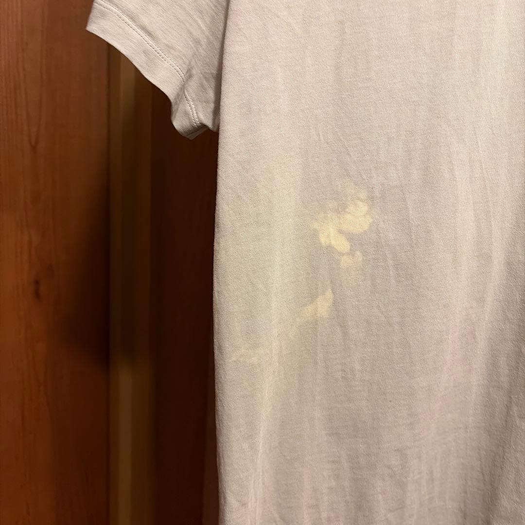 LOEWE ベージュ ロゴ刺繍 Tシャツ　漂白剤染み有り