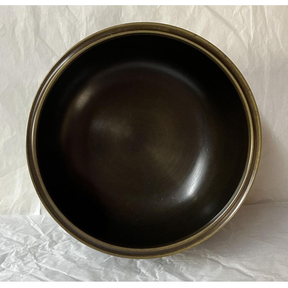 F1443 一ノ瀬宗也 唐銅 口糸目 建水 共箱 茶道具