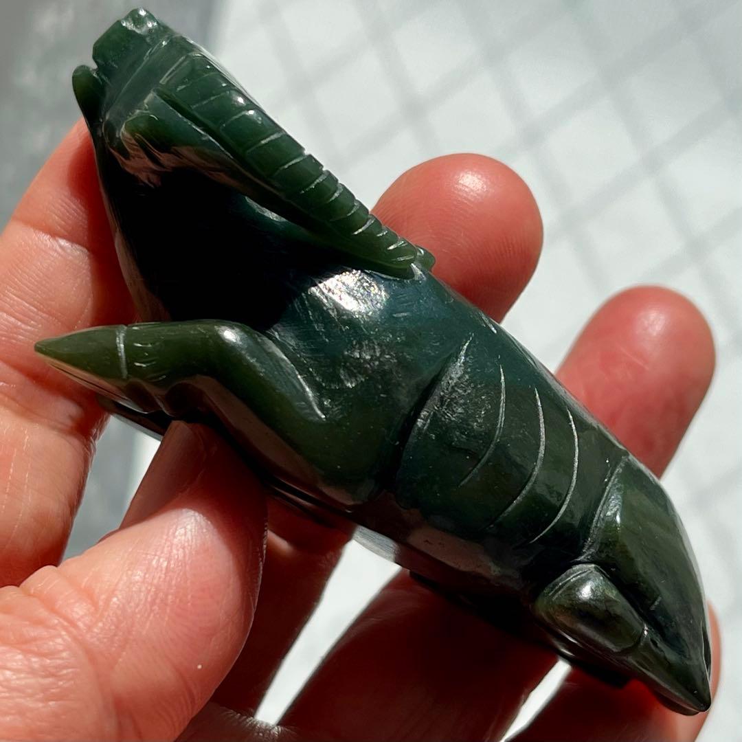 和田玉 青玉 藍青 古翡翠 彫刻 手彫り 牛 ネフライト 軟玉 アンティーク