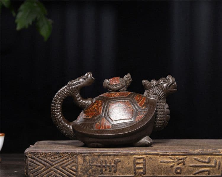 龍亀壺 紫泥急須・茶壺・茶道具置物・古置物