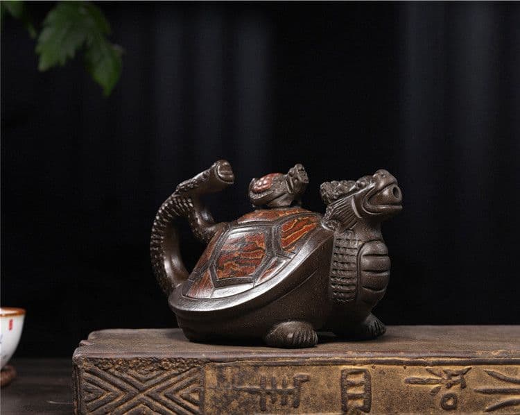 龍亀壺 紫泥急須・茶壺・茶道具置物・古置物