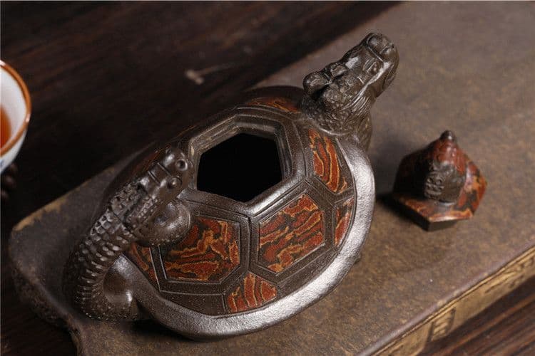 龍亀壺 紫泥急須・茶壺・茶道具置物・古置物