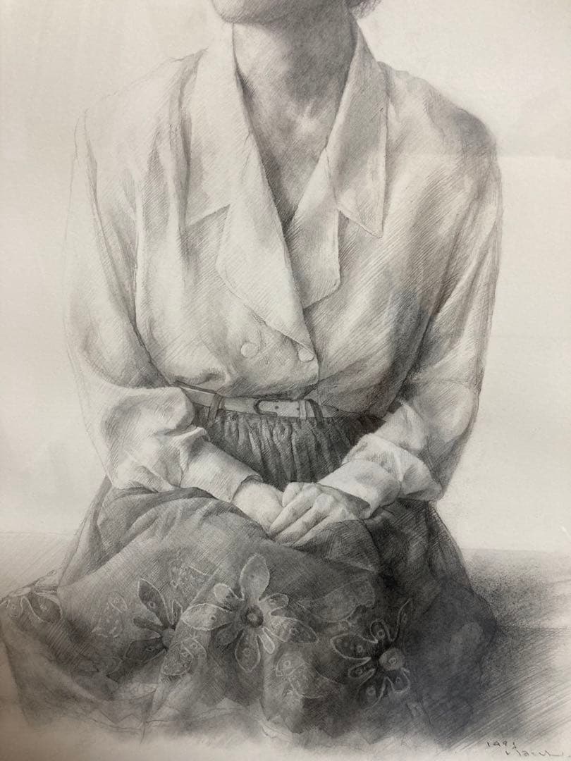 【特別出品】木原和敏 デッサン 直筆サイン 真筆 美人画 リアリズム 写実 絵画