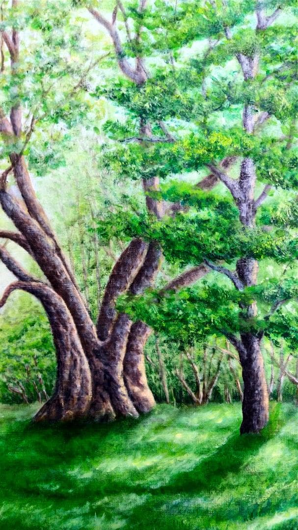 「公園の風」F20油彩画 油絵 絵画 風景画 原画