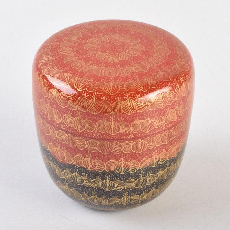 茶道具　輪島塗　前志芸男作　沈金桐紋様　棗　共布共箱　M　8632