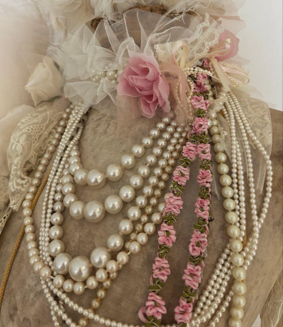 アンティーク雑貨 Pink Rose Long Trim