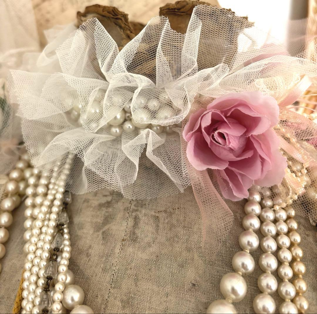 アンティーク雑貨 Pink Rose Long Trim