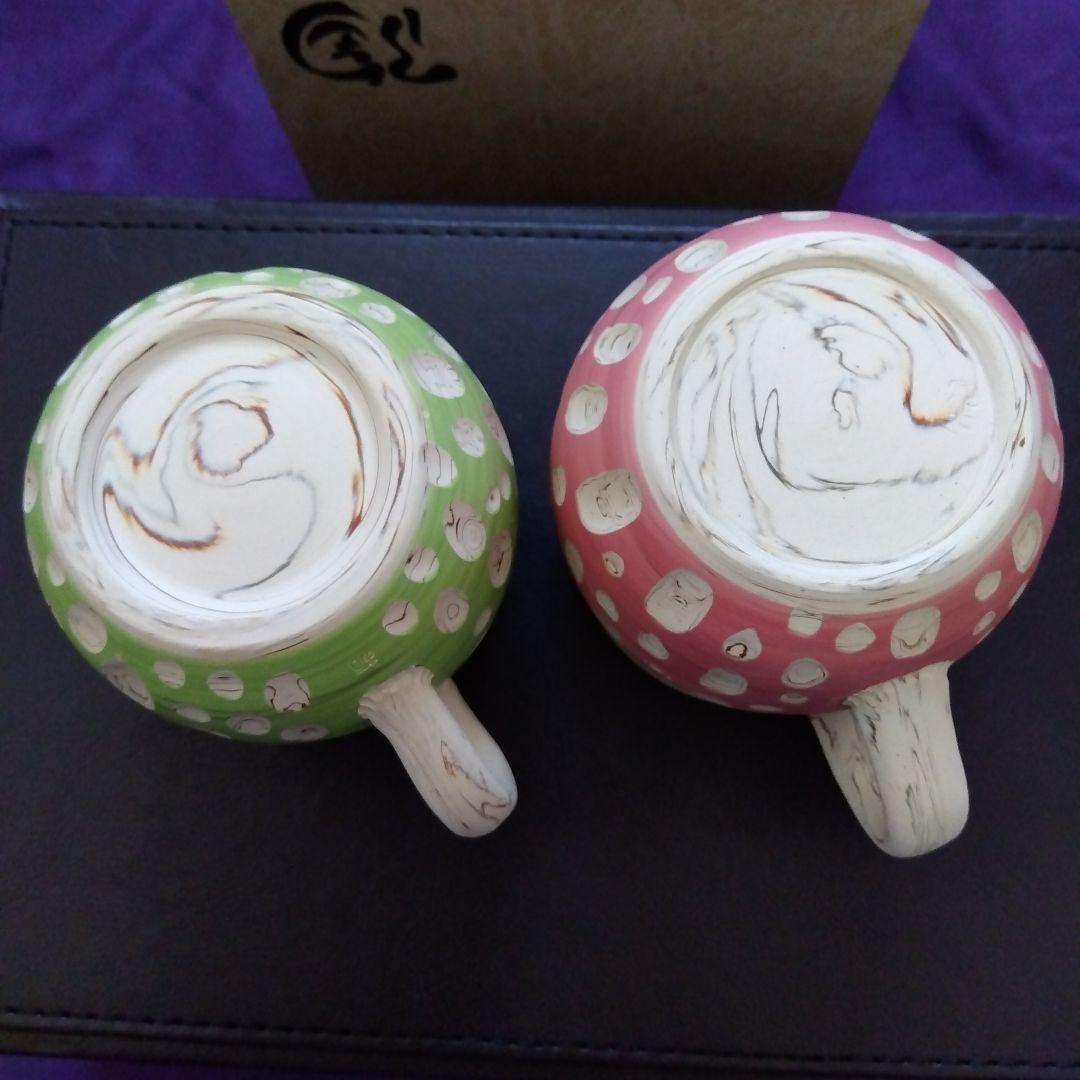 【新品】常滑焼 憲児陶苑 マグカップ 2個セット 白練込 水玉