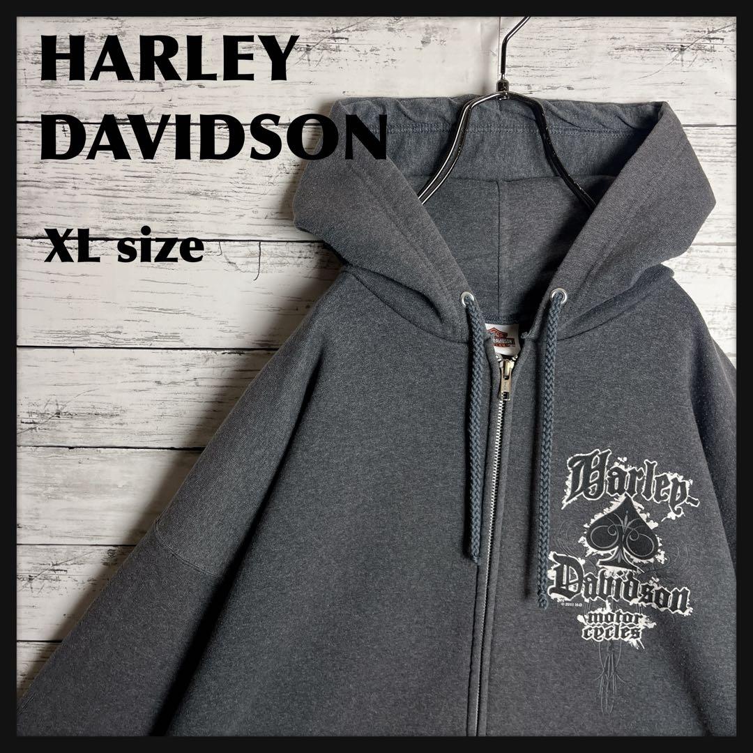 ハーレーダビッドソン◎フルジップ XL スペード柄 パーカー D284