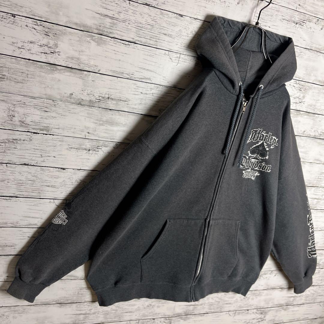 ハーレーダビッドソン◎フルジップ XL スペード柄 パーカー D284