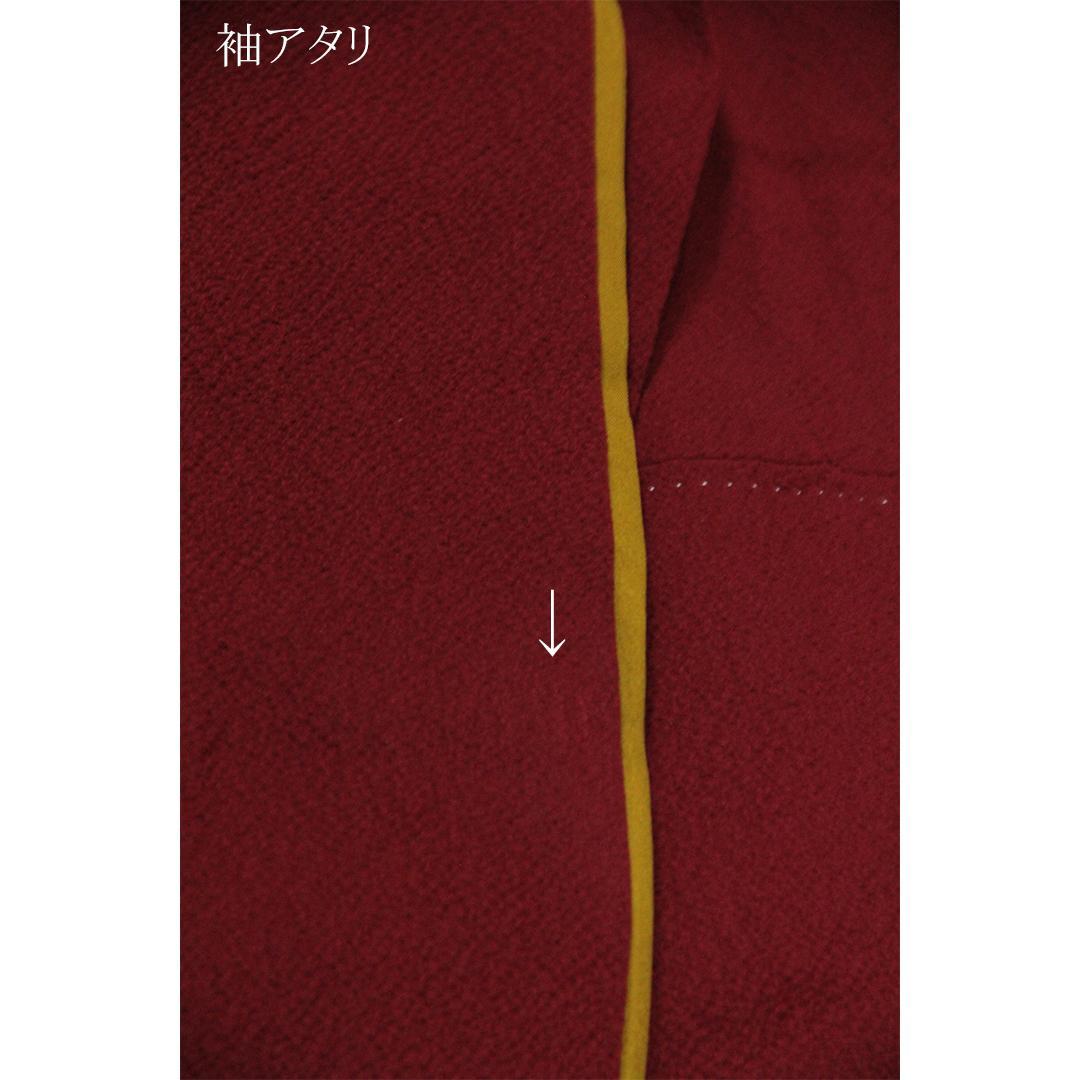 色無地 暗めの赤！成人式振袖7点セット丈161cm帯新品帯揚げフルセットYD73