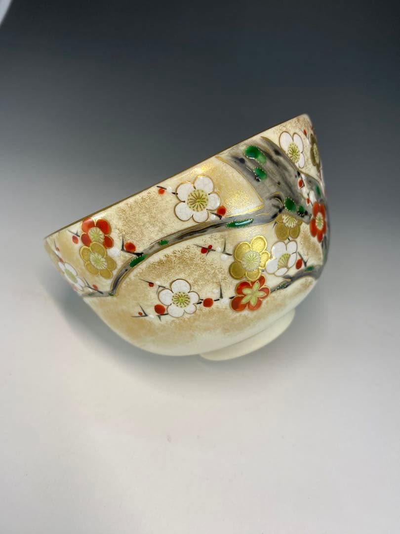 【茶道具】善昇造　色絵梅茶盌（共箱）