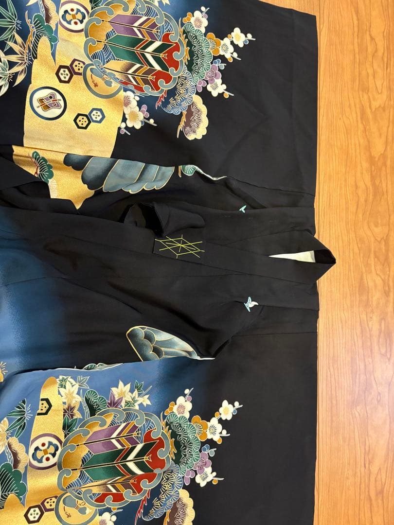 総絞り被布セット　七五三　3歳　男の子　一式　鷹　黒系　正絹