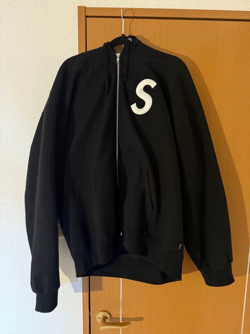 Supreme ブラック フルジップ パーカー Sロゴ　XL
