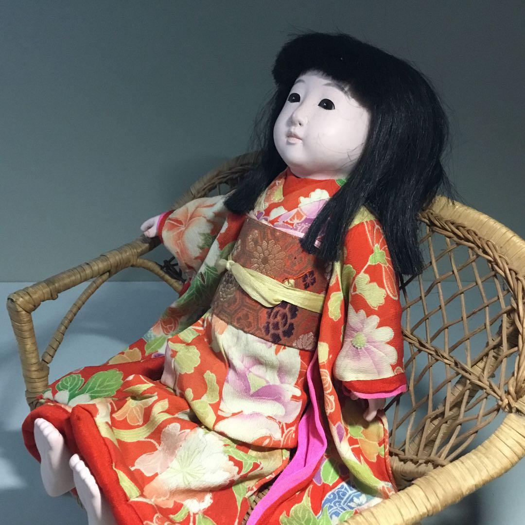 市松人形◆昭和初期 女の子◆人毛 日本人形 アンティーク 大正ロマン 抱き人形
