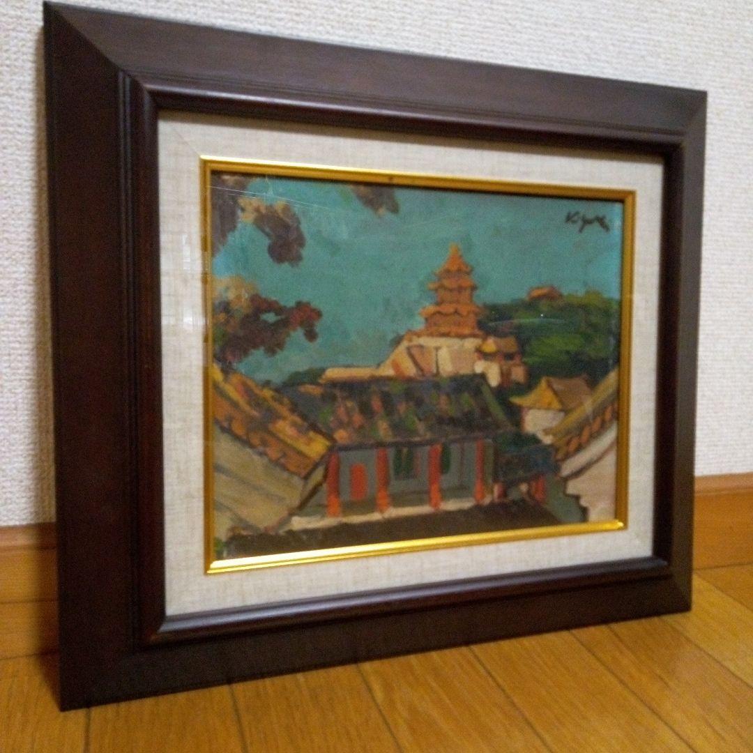 油彩画　古都中華街風景