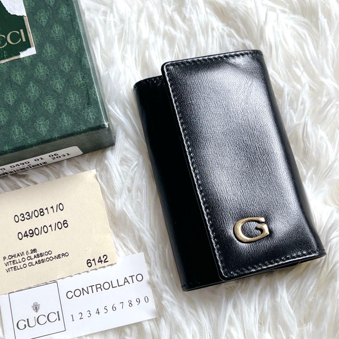 新品■GUCCI グッチ レザー 6連 キーケース レディース メンズ ブラック