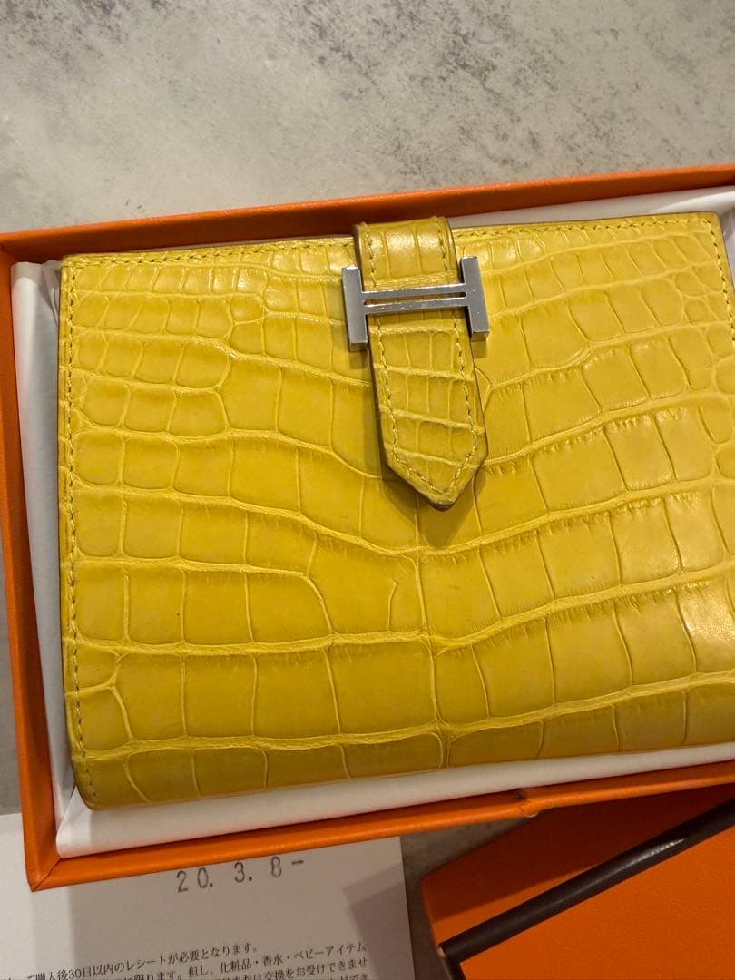 【たらこ】エルメス★HERMES ベアンコンパクト★クロコ