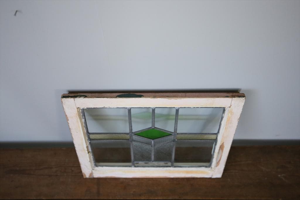 英国アンティークステンドグラス窓枠/ガラスウィンドウ/建具(84-212-6)