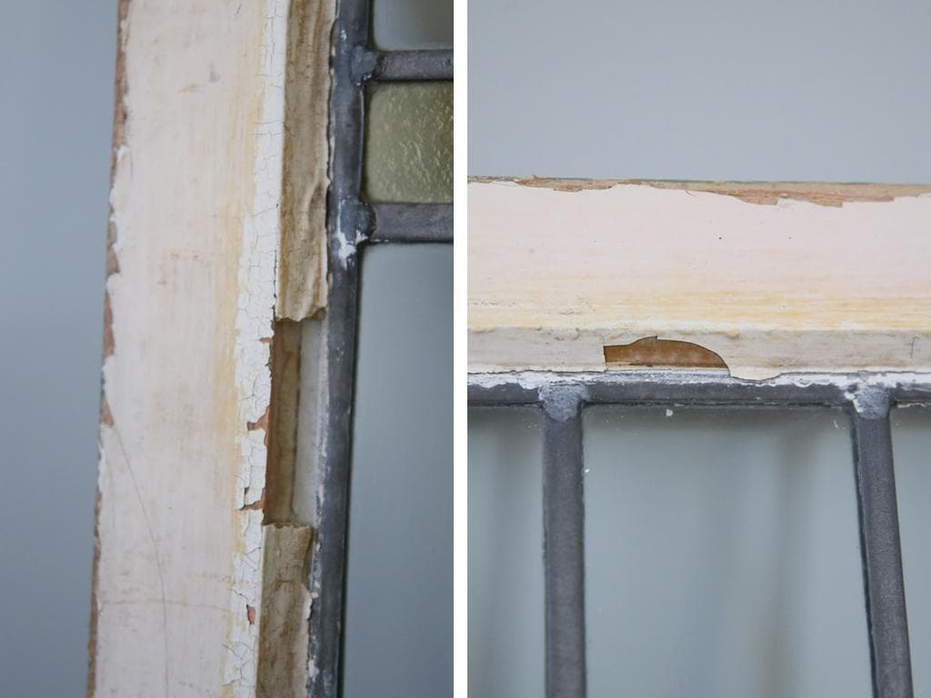 英国アンティークステンドグラス窓枠/ガラスウィンドウ/建具(84-212-6)