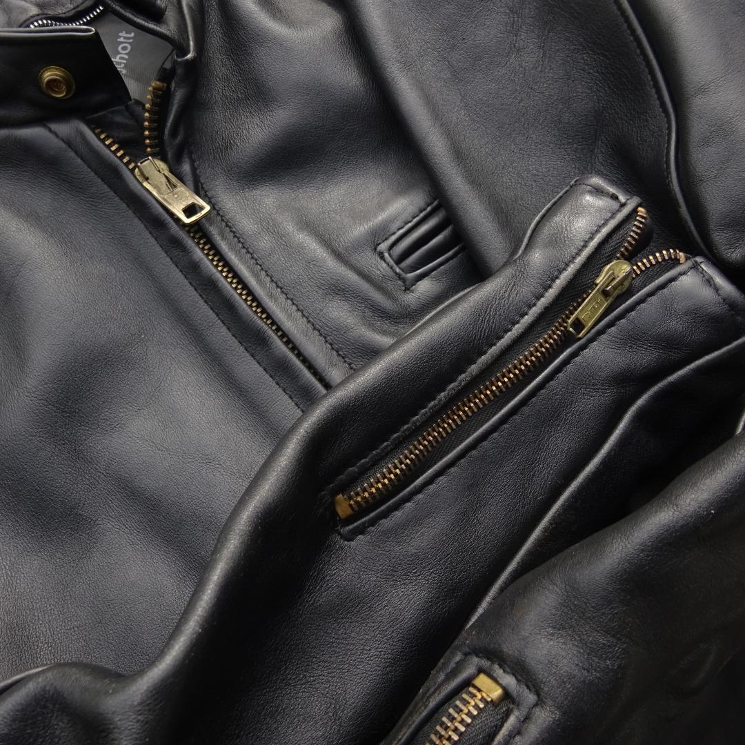 米国製Schottショット/立襟シングルライダース641/40真鍮系金ゴールド