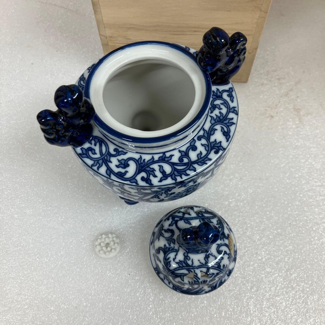 茶道具　香炉　染付　香炉　烝窯　N223AK