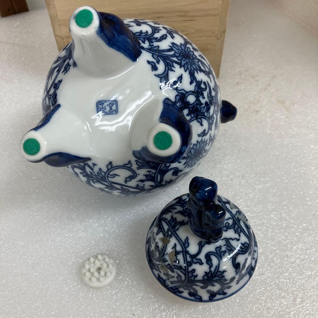 茶道具　香炉　染付　香炉　烝窯　N223AK