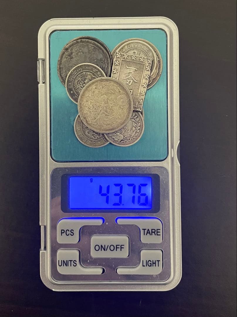 銀貨10枚 重量43.76g(小型50銭、竜10銭、一分銀)