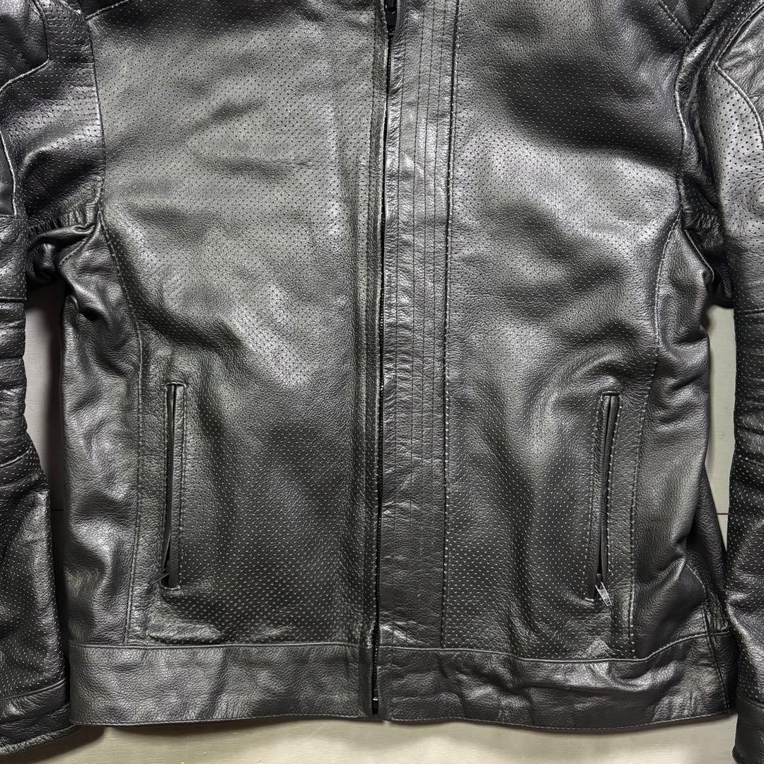 vintage レザーライダースジャケット　パンチングレザー　本革オールレザー