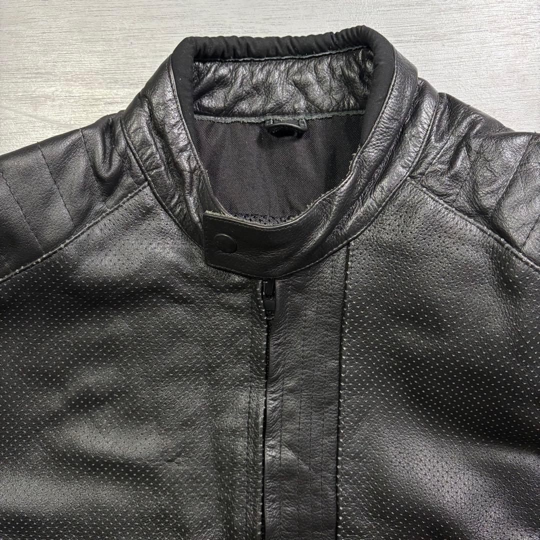 vintage レザーライダースジャケット　パンチングレザー　本革オールレザー