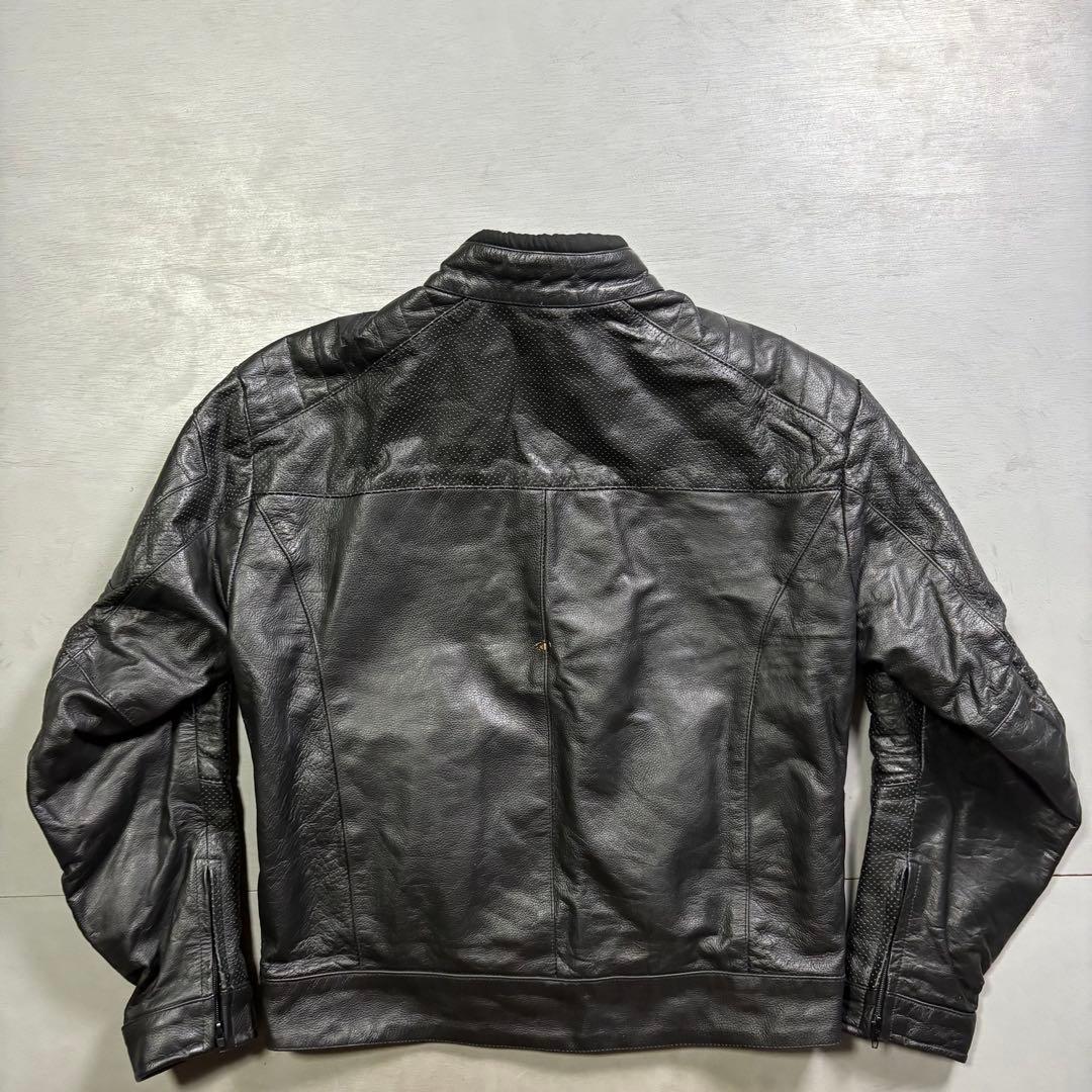 vintage レザーライダースジャケット　パンチングレザー　本革オールレザー