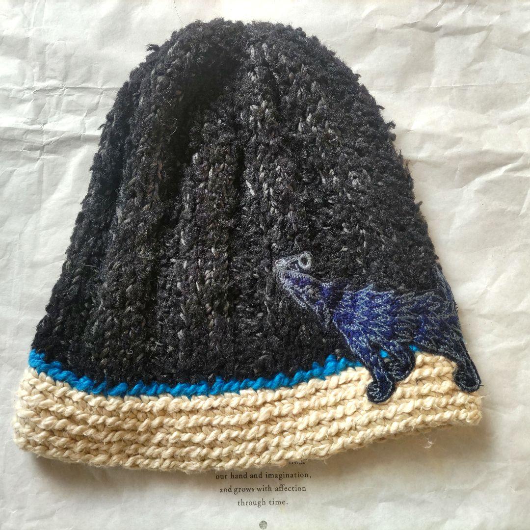 美品　mina perhonen wolf&flower ニットキャップ