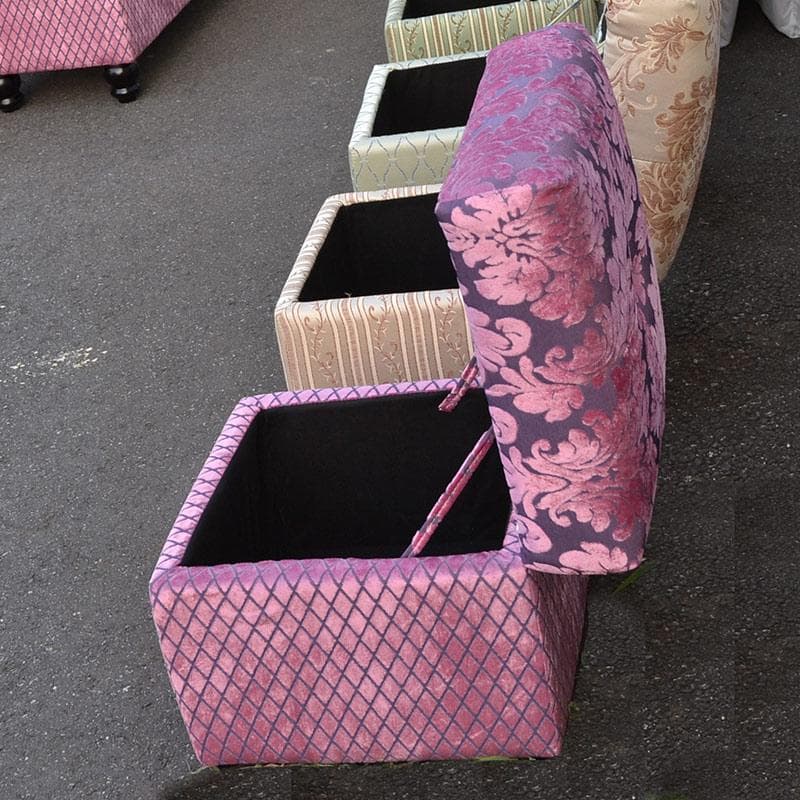 値下げ！　ロココ調　ローズファブリックスツール　収納　パープルピンク　便利