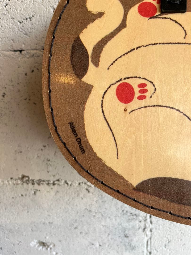 Aiken Drum エイキンドラム ウッドバッグ　寝転ぶネコ ハンドバッグ