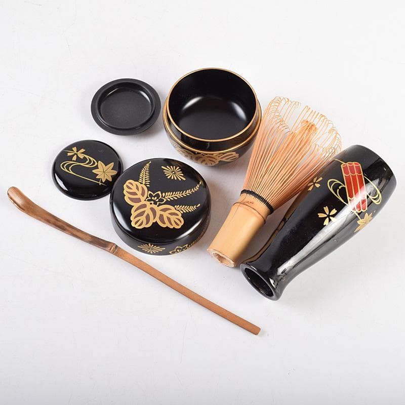 茶道具　桑茶箱　在銘　茶碗　桐蒔絵棗など　九点一式　仕覆付　共箱　MR9311B