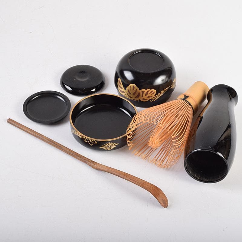 茶道具　桑茶箱　在銘　茶碗　桐蒔絵棗など　九点一式　仕覆付　共箱　MR9311B