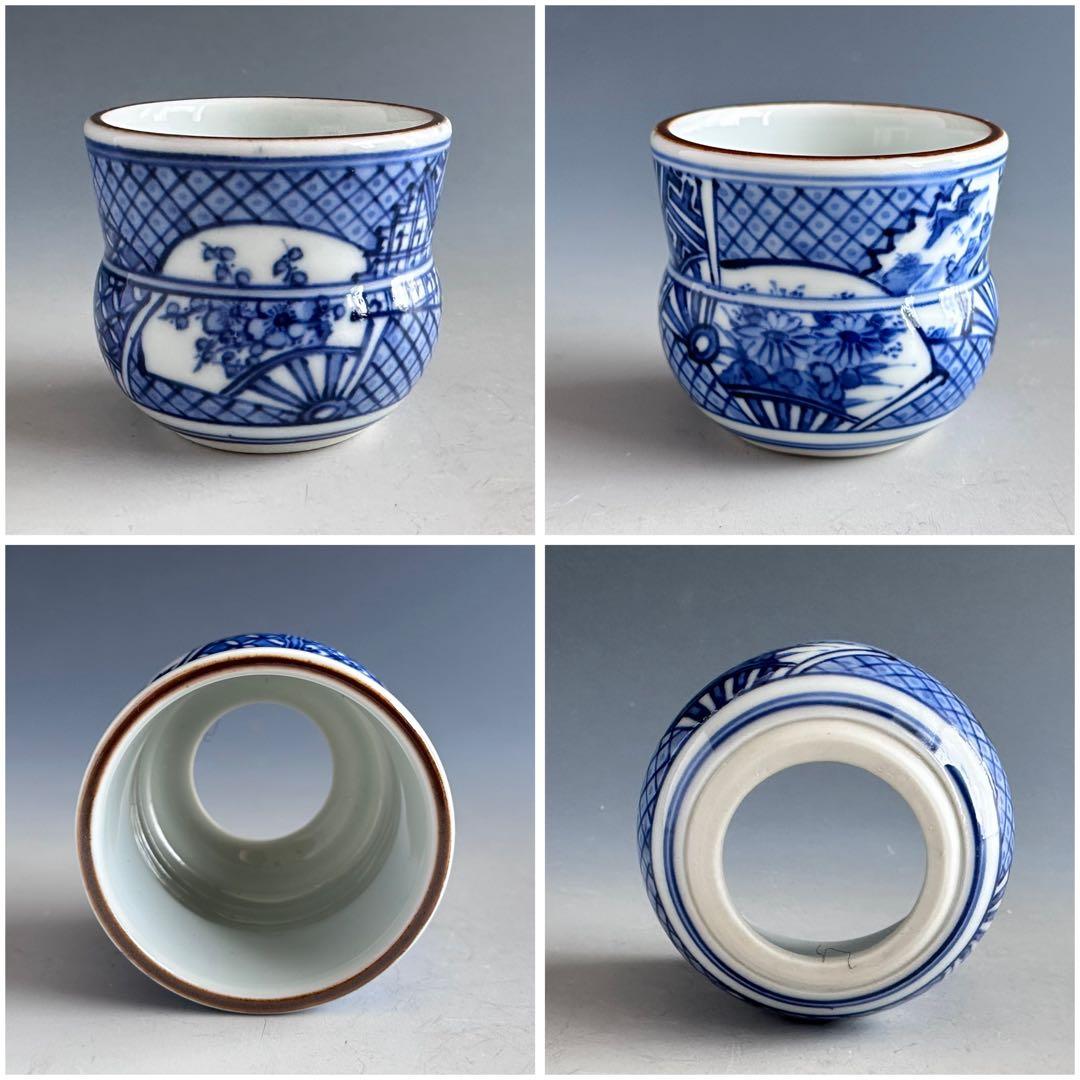 茶道具　染付　扇面絵　皆具　林秀峰　共箱　台子　水指　尺立　建水　稽古　点前