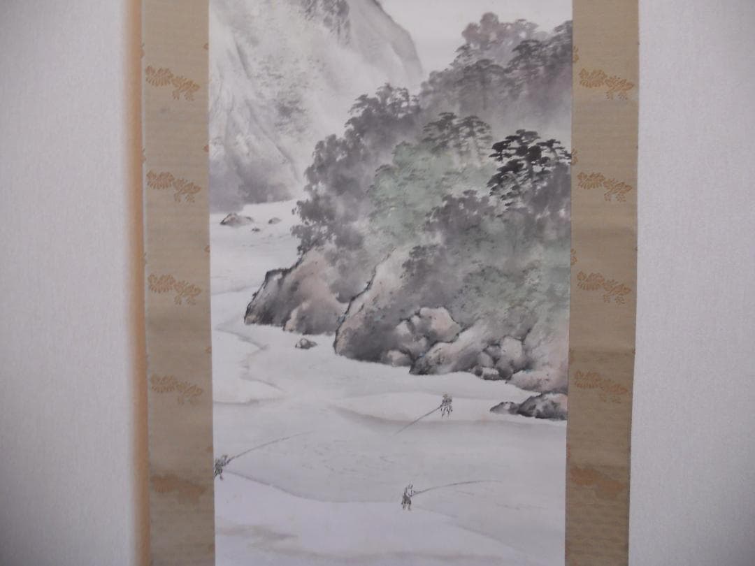 掛け軸 佐藤古岫 清渓釣遊図 紙本 希少 軸装 茶道具 掛軸 美品 です。