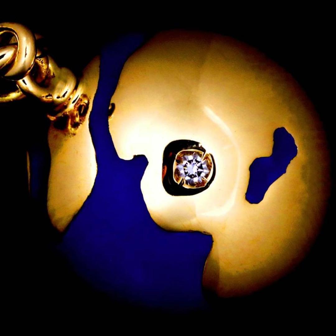 チ*ボ様 ルイヴィトン チャーム トップ K18YG エナメル ダイヤモンド 地