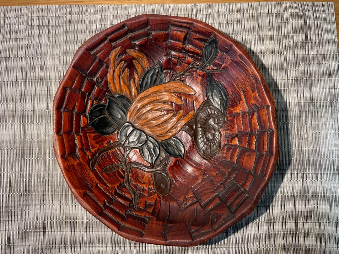 0318 烏城彫？ 菓子器 小物入れ 装飾皿 27cm