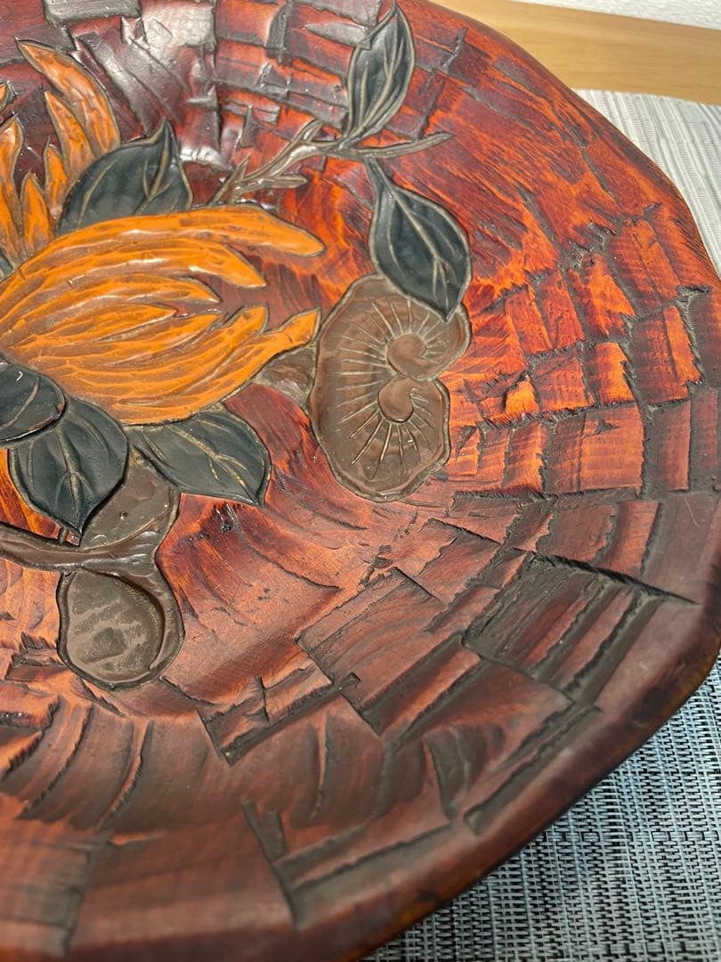 0318 烏城彫？ 菓子器 小物入れ 装飾皿 27cm