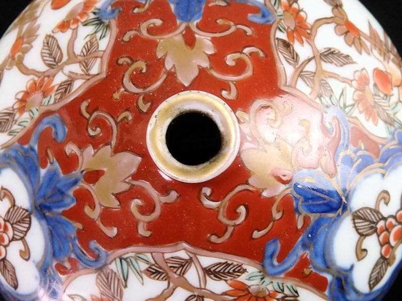 古伊万里　金襴手　花鳥紋に金唐草の図　油壷　D651AS-CHf