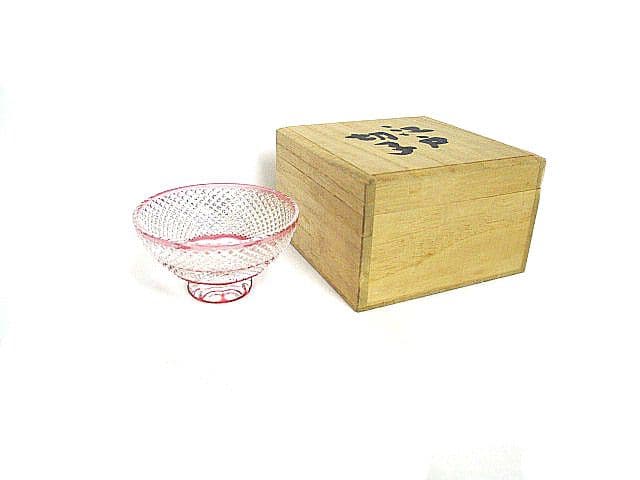 未使用品　伝統工芸士 「藤崎清一」作 江戸切子 お猪口 色被せガラス　切子ガラス