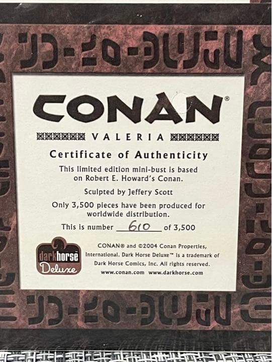 コナン・ザ・グレート　バレリア　フィギュア　J・スコット監修シリアルナンバー入り