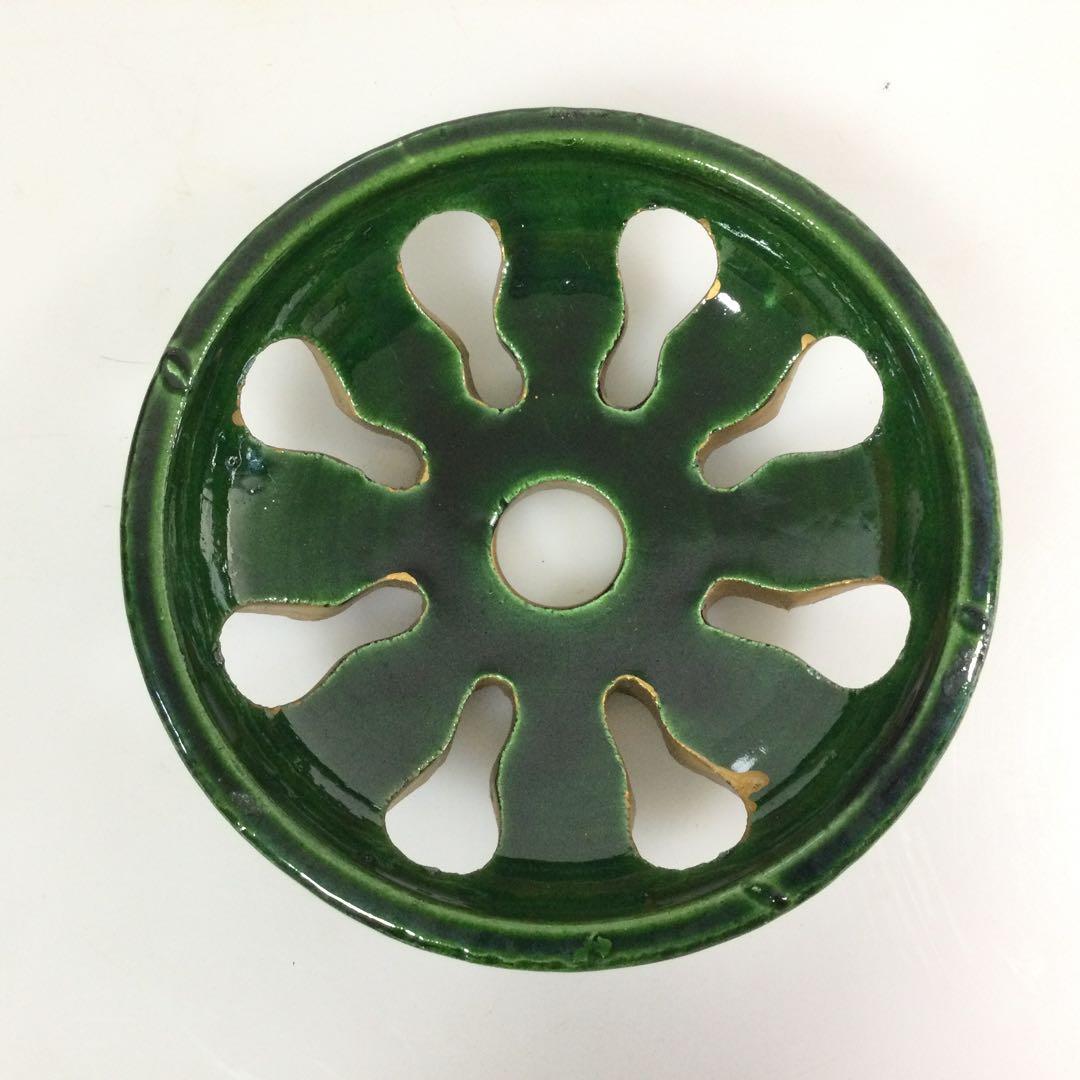 楽焼 青楽 手焙火鉢 手炙 川崎和楽作 香炉 茶道具 炉道具 供箱 L315